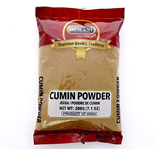 Hemani Cumin (Jeera/Zeera) Powder Spice - 200g (7.1 OZ) 100% Natural - Premium Quality - Gluten Free - NON GMO - Vegan - Helps Prevent & Breakdown Gassy Foods - Product of India