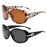 JSTHHTT 2 Pares Gafas de Sol Mujer Polarizadas Grandes, Viajar