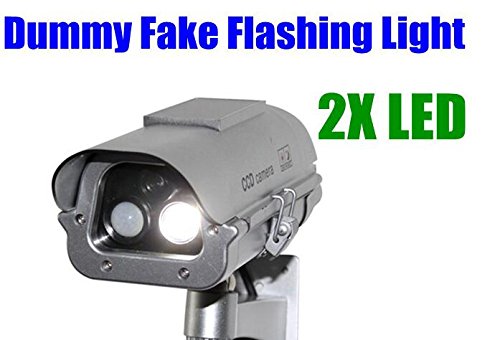 BW Caméra factice de vidéosurveillance extérieure à énergie solaire avec lumières LED infrarouges clignotantes et détection de capteur humain