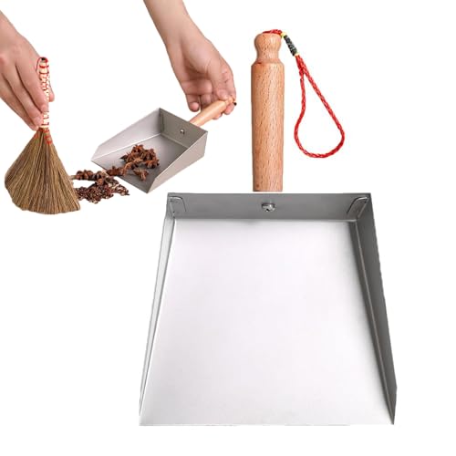 Recogedor de metal de acero inoxidable, portátil, ancho, accesorios de barrido para cocina, baño, sala de estar, dormitorio, garaje, caravana, patio, escritorio, chimenea