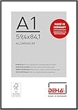 DEHA Design marco de fotos, 59,4 x 84,1 cm (A1), Aluminio, Negro mate, Marco para pósterpara colgaren formato vertical y apaisado, vidrio sintético irrompible, Boston