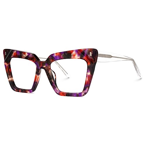Image of Zeelool Fashion Cat Eye Glasses Frame for Women with Non-prescription Clear Lens Eyeglasses Barnes ZJGA595438