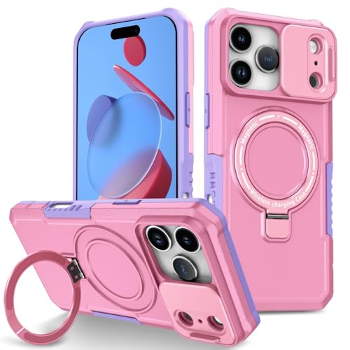 Coque iPhone 12 Pro rose silicone rigide avec support rotatif intégré