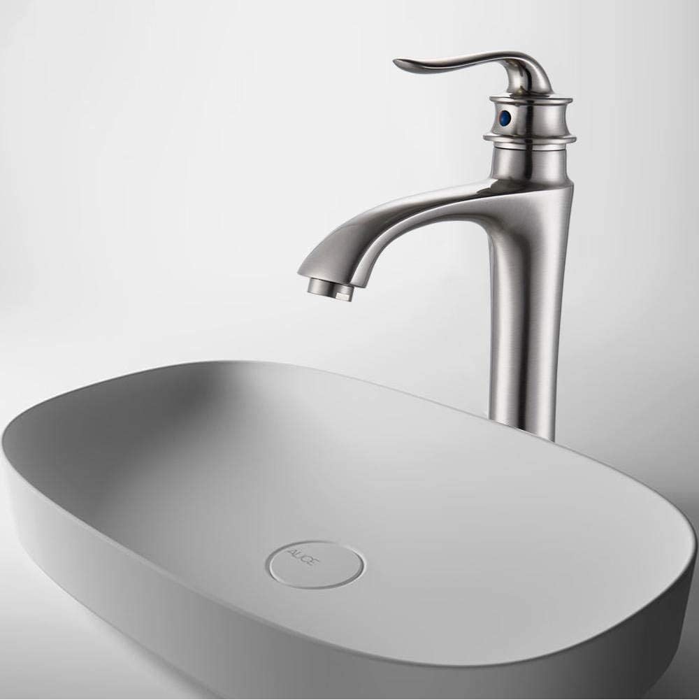 Robinet de lavabo haut de gamme en nickel brossé mitigeur de salle de bains design