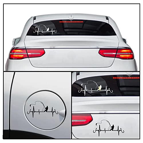image for TEMI Car Decals Stickers, Heartbeat Line Fishing Car Decal, Car Decora