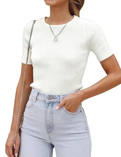Cuptacc Damen Tshirt Kurzarm Rundhals Oberteile Slim Fit Tops mit...