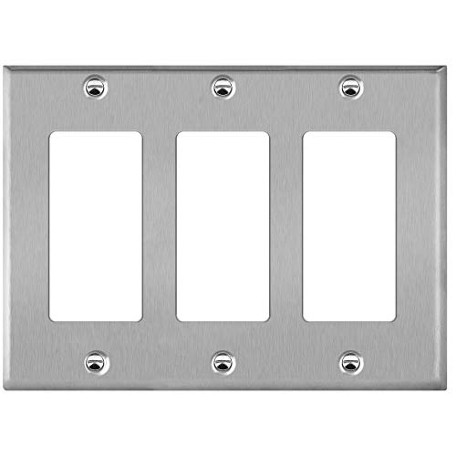 ENERLITES Decorator Switch or Outlet Metal Wall Plate, Corrosion Resistant, Size 3-Gang 4.50