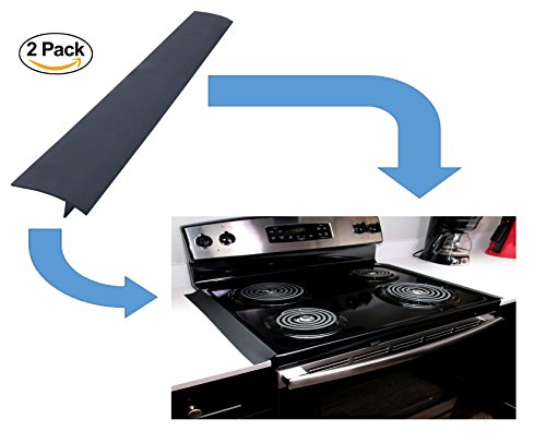 Fitfabhome 2 Pack Stove Counter Gap Covers, Premium Heat Resistant Silicone Seals Spills Between Counters, Stovetops, Dishwashers, Washers, Dryers (Black) #TOP5