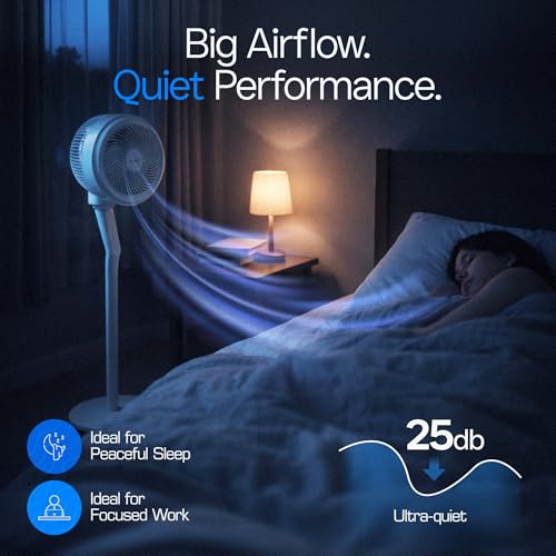 Image of oltao Bora Super Silent Pedestal Fan with Remote, Wide Angle Oscillation, Feather Touch Panel, Long Air Throw & Timer, Adjustable Height 2026