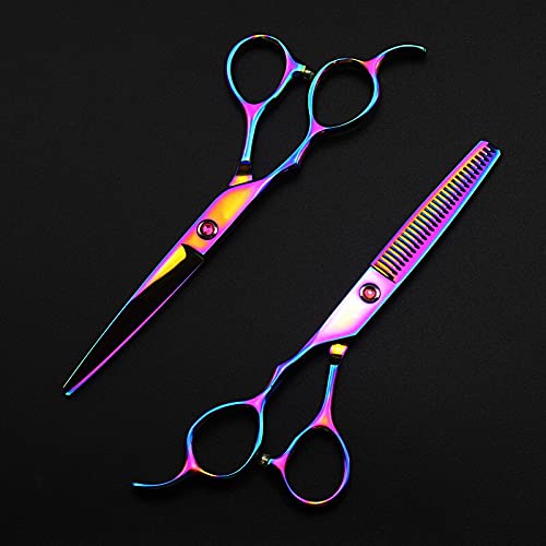 Hair Cutting, 6inch 5 Colors Professional 440c Left Handed Hair Cutting Barber Haircut thinning Hairdressing Set (Color : Silver Set)