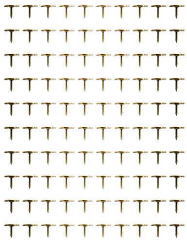 FUXXER 100x Antike Flach-Kopf Nägel, Polster-Nägel, Reiß-Zwecken, Messing Bronze, 9 x 9 mm