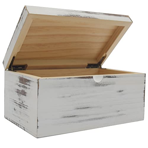 Yestoo Rustic Wooden Box With Hinged Lid, Farmhouse Laundry Wooden Storage Container Holder, Dryer Sheet Holder For Fabric Softener Sheets,Laundry Room Decor Grayish-White #TOP11