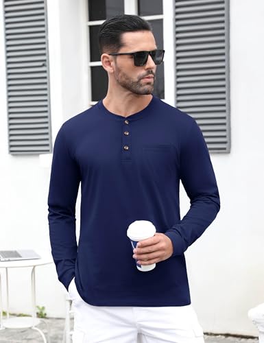 EKLENTSON Men's Henley T-Shirts Long Sleeve Cotton Casual Stylish Shirts Button Pullover Basic Tee Shirts with Pocket4
