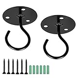 Magiin 2PCS Ganchos de Techo para Colgar Plantas Ganchos de Pared de Hierro para Interior de Plantas Comedero de Pájaros Macetas Guirnaldas Luces Decoraciones Campanillas de Viento Negro