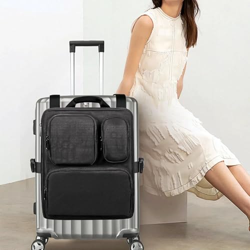 [HannaFires] Luggage Harness - Luggage Hanging Bag, Length is Adjustable to Fit Luggage Size, Easy Access to Necessities such as Cell Phone, Electronics, Toiletry Pouch (Black), Black - 3 Layer