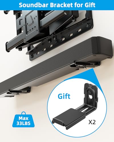 Image of HOME VISION Full Motion TV Mount with Soundbar Bracket, 32-70 inch TVs, 132 lbs