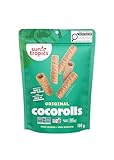 Sun Tropics CocoRolls Original Flavor 4 oz – Crispy Coconut Wafer Rolls Made with Pure Coconut Cream | Gluten-Free, Dairy-Free, Non-GMO Snack for Dipping & Sharing