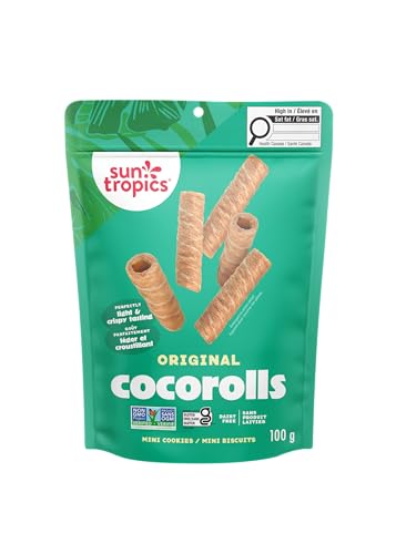 Sun Tropics CocoRolls Original Flavor 4 oz – Crispy Coconut Wafer Rolls Made with Pure Coconut Cream | Gluten-Free, Dairy-Free, Non-GMO Snack for Dipping & Sharing