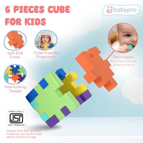 Image of Babypro Cube Toy, Beginner Cube for Kids & Adults, Magic Stress Buster Brainstorming Puzzle, for Kids Above 2 Years, (Multicolour, 7.5cm x 7.5cm)