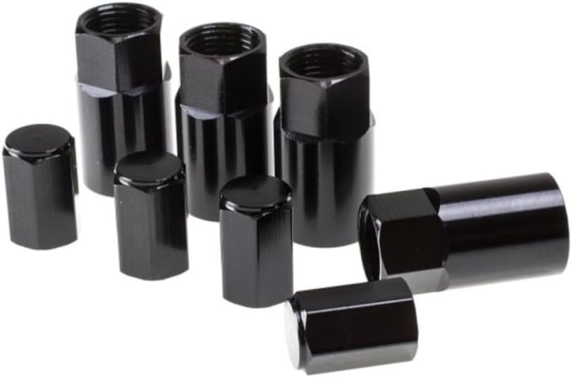 Wheel Mate TPMS Valve Stem Cover | Set of 4 Covers and 4 Valve Caps Per Pack | Aluminum | Black Anodize