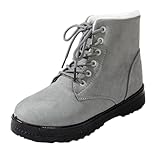 Surwin Botas de Nieve Mujer Antideslizantes, Botines Mujer Invierno Plataforma Cálido Botines de Nieve con Forro Cómodo Suave EU 36-44 Botas Montaña con Cordones Zapatos Trekking (Gris claro,37)