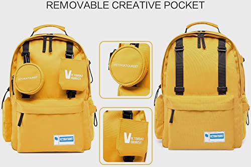 Victoriatourist Casual Daypack College Laptop Backpack For Men Women Water Resistant Stylish Bookbag Lightweight Travel Bag Hiking Backpacks With Anti Theft Pocket Fits 14-15 Inch Computer(Yellow) #TOP2