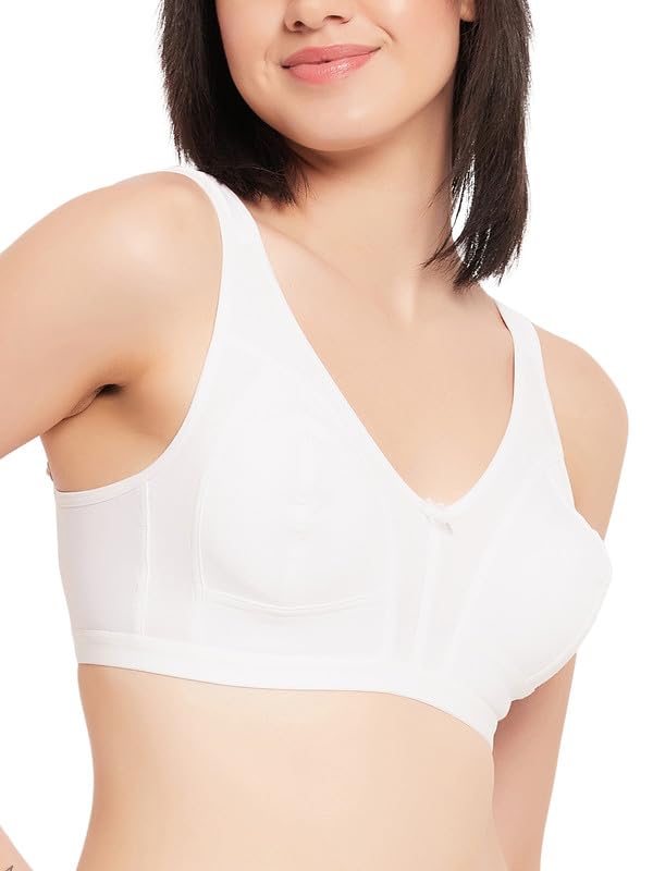Image of Clovia Women's Cotton Spandex Solid Non-Padded Full Cup Wire Free Full Figure Bra - White
