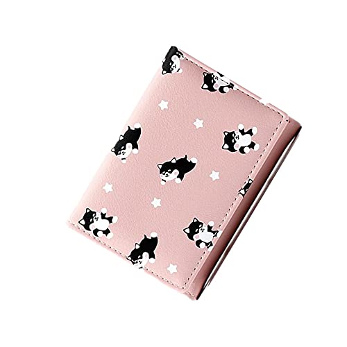 Cartoon Print Wallet Cute Tri-fold Wallet Multi-Card Purse for Christmas Birthday Gift(Pink)