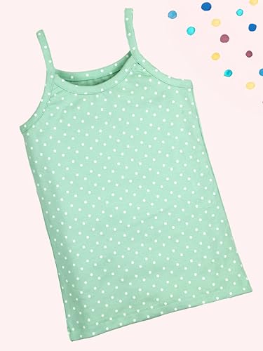 Image of KiddoPanti Girls 100% Cotton Printed Camisoles Tank Top Slips Pack of 3
