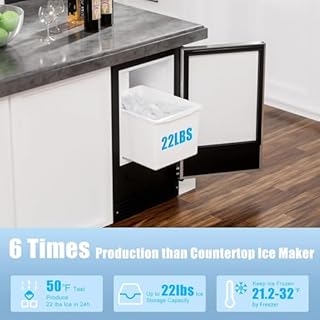 COTLIN Drainless Ice Maker 15" W with 22LBS Storage Bin, Free-Standing Under Counter Ice Maker Cabinet Ready, Crescent Ice for Home, No Drain Required, ETL Approved, 2026 Upgraded