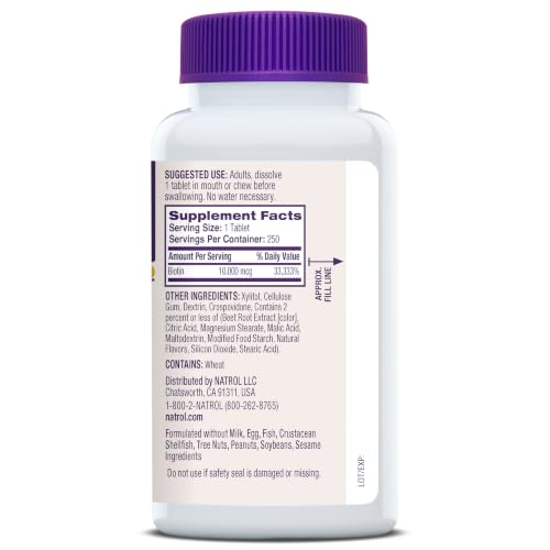 Natrol Biotin 10,000 mcg Fast Dissolve Tablets, Strawberry, 250 Count - image 8