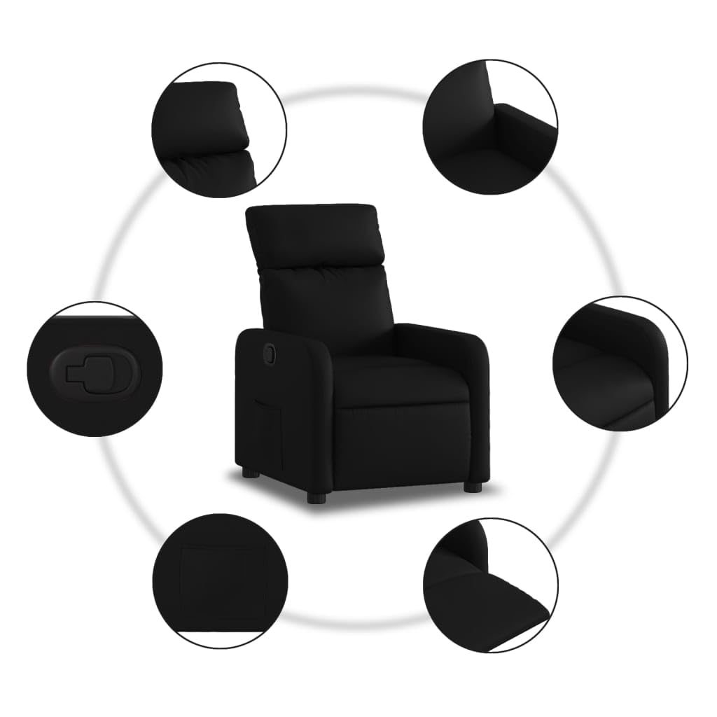 LAPOOH Fauteuil inclinable en cuir synthétique noir, fauteuils de cinéma, fauteuils de salon, fauteuil tantra sexuel, fauteuil TV, fauteuil d'allaitement - 374183