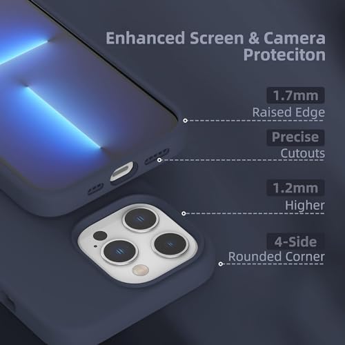 Image of Back Cover for iPhone 13 Pro Case,[Military Shockproof Protection] Liquid Silicone Case with [Soft Anti-Scratch Microfiber Lining for iPhone 13 Pro (Blue)