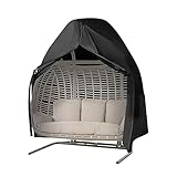 MEKOTRIN Egg Chair Cover, Outdoor Double Egg Chair Cover Waterproof 420D Oxford Fabric Windproof for Hanging Swing Chair with Zipper&Drawstring 230x200cm Black for Garden Furniture - Image 1