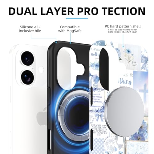Coque rigide iPhone 17 MagSafe premium avec collage floral Jésus esthétique - 2