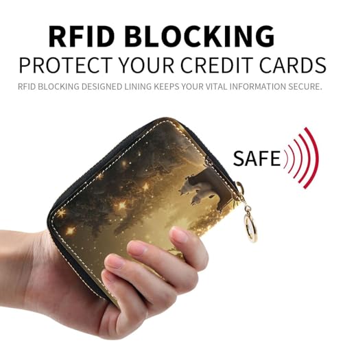 Small RFID Credit Card Holder Wallet with Zipper, Leather Wallet Case for Women Christmas Background2