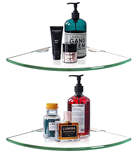 4-Pack Floating Glass Shelves, Bathroom Shower Corner Caddy Shelf Adhesive Shampoo Organizer Holder Racks, 8Mm Thick Clear Tempered Glass Shelf Wall Mounted For Bathroom, Living Room, Kitchen, Office #TOP6