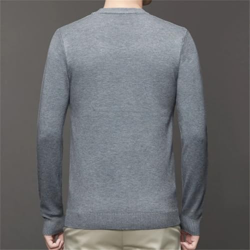 Men's Round Neck Sweater Long Sleeved Solid Color Soft Warm Pullovers Base Sweater Top3