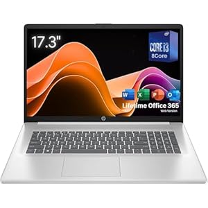 HP 17.3″ Laptop with Lifetime Office 365 for The Web • 32GB RAM • 1TB SSD Storage • Intel 13th 8-Cores i3 CPU (Beat 11th i5) • 10-Key Number Pad • Windows 11 No Mouse