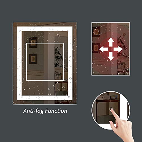 Hauschen Home 32 X 40 Inch Led Lighted Bathroom Mirror, Wall Mounted Dimmable Makeup Vanity Mirror, Anti-Fog Waterproof Mirror, Cri 95 Warm White Light Mirror, Horizonal & Vertical, Etl Listed #TOP6