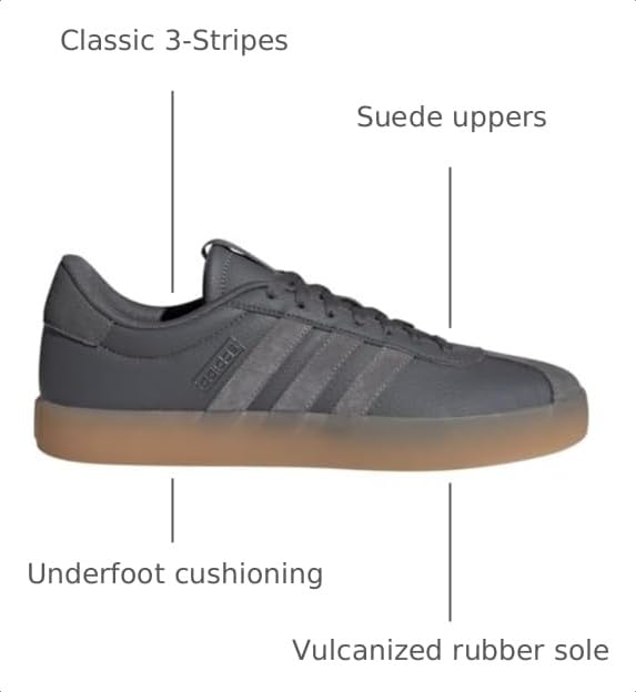 Image of adidas, VL Court 3.0 Shoe - Men's, Grey Five /Grey Four /Grey Six, 11.0