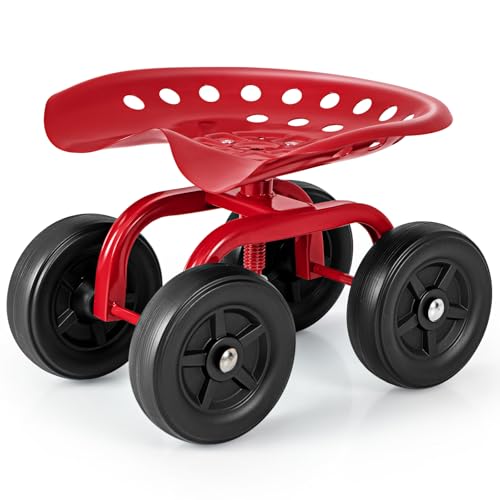 Toolsempire Garden Cart with Seat, Heavy-Duty Rolling Outdoor Wagon Scooter