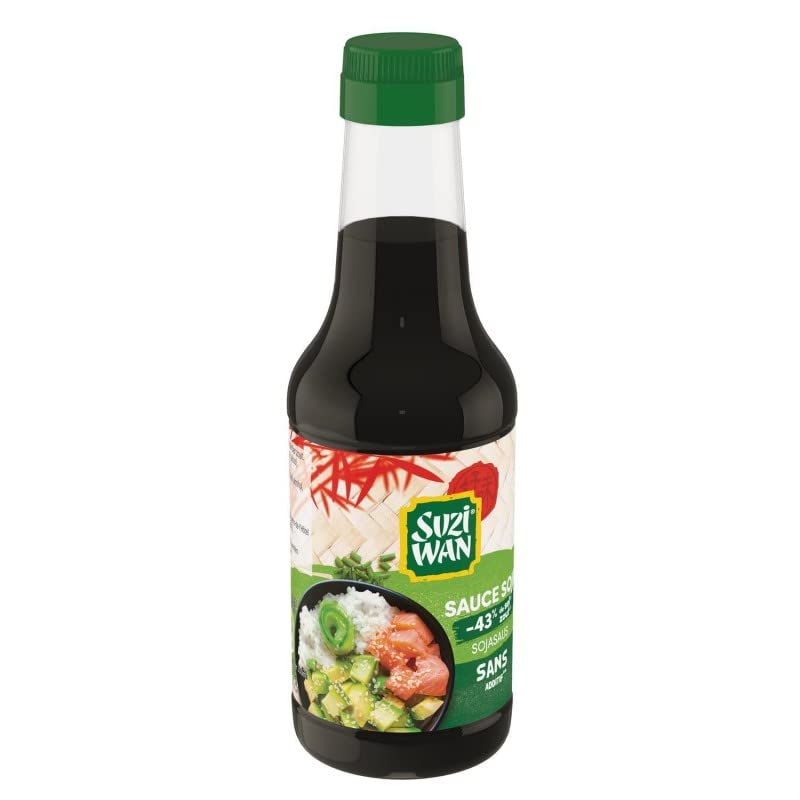 Suzi Wan Sauce Soja Allégée en Sel 250ml - Délicieuse Sauce Soja Asiatique Faible en Sel pour une Saveur Authentique. Parfait pour les Plats du Monde! - Le Lot De 3