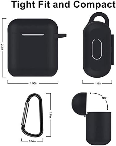 Silicone Case Compatible with Airpods 1 & 2, Shookproof Protective Silicone Wireless Charging Cover with Key Chain (Black)