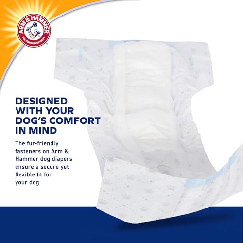 Image of Arm & Hammer for Pets Disposable Female Dog Diapers with Odor Control and Wetness Indicator, Leak Resistant Dog Diapers for Incontinence and Heat Cycles, Size Large 18-23 in Waist, 12 Count