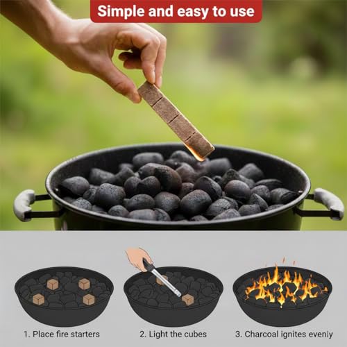 Image of Casa De Amor Natural Fire Starter Cubes for BBQ, Grill, Campfire & Fireplace | Quick & Easy Ignition | Long Burning Lighter Cubes | Odorless & Safe | Pack of Fire Lighting Cubes (1 Pack 12 pcs)