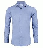 RODEM CLUB Men's Dress Shirt Long Sleeve Stretch Wrinkle-Resistant Formal Shirt Business Casual Heather Button Down Shirts (Large, Denim Blue)