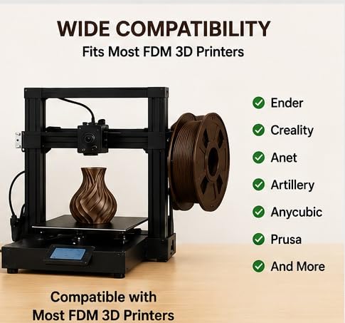 Image of PLA 3D Printer Filament 1.75mm, 1kg Spool (2.2 lbs) - UV /Heat /Weather Resistant, Strong Layer Bonding, Smooth Printing, Low Odor, Outdoor Functional Prototypes, FDM Compatible (Brown, 200 Gram)