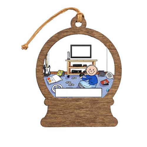 PrintedPerfection.com Personalized Video Gamer - Male Wooden Snow Globe Shaped Christmas Ornament
