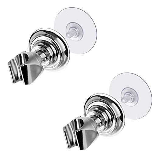 Steon Adhesive Shower Head Holder Wall Mount, Removable 360 Degrees Adjustable Handheld Shower Head Holder, Easy to Reusable and Reset (2 Pack)